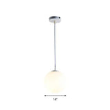 Modern White Glass Pendant Lamp - Opaque Spherical Design For Dining Room Lighting / 14’
