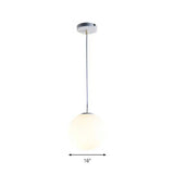 Modern White Glass Pendant Lamp - Opaque Spherical Design For Dining Room Lighting / 16’