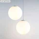 Modern White Glass Pendant Lamp - Opaque Spherical Design For Dining Room Lighting