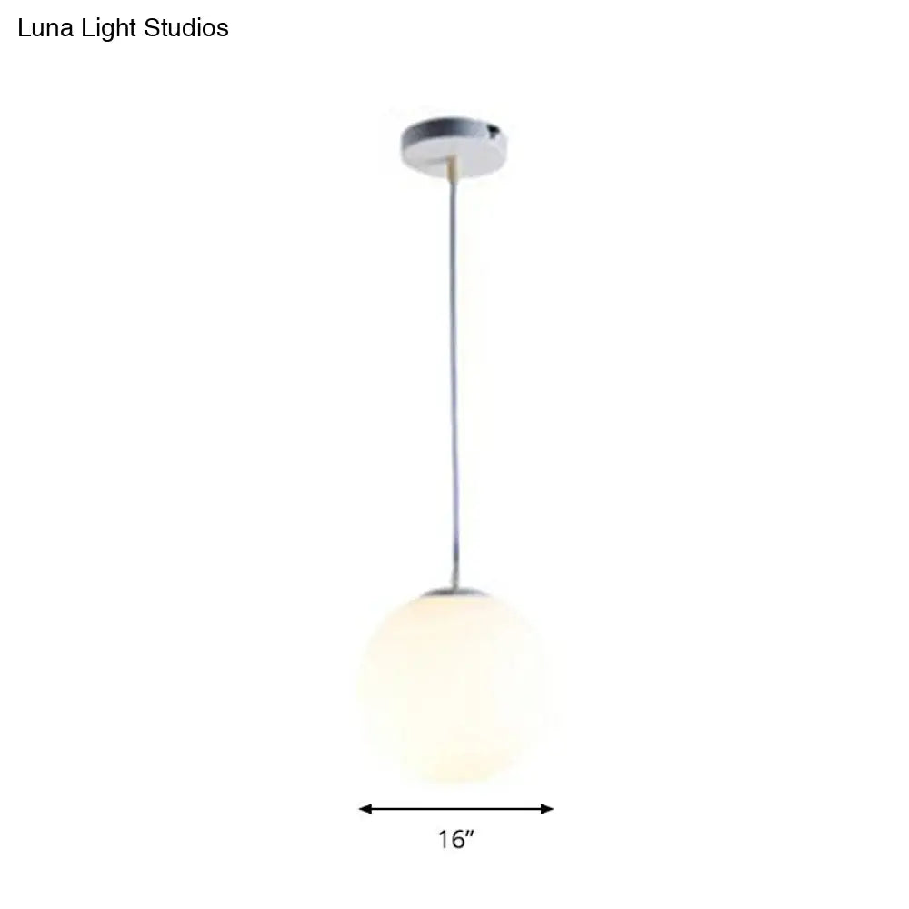 Modern Opaque Glass Hanging Pendant Lamp For Dining Room - White Sphere Design / 16