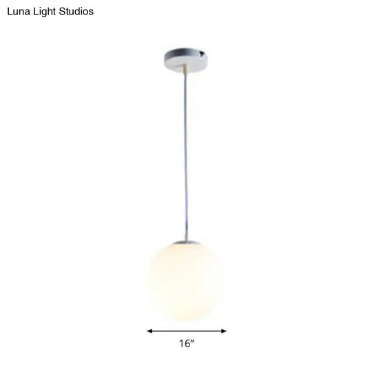 Modern Opaque Glass Hanging Pendant Lamp For Dining Room - White Sphere Design / 16