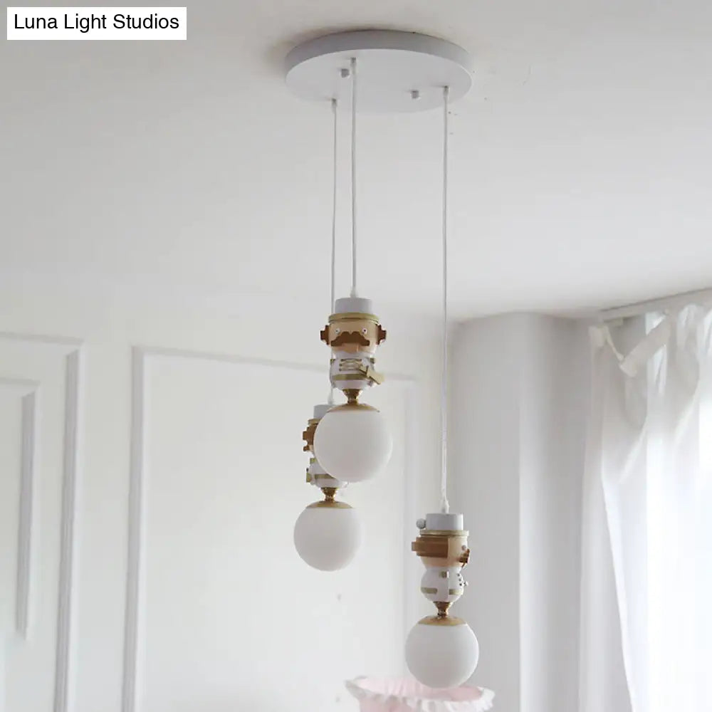 Modern White Glass Pendant Light With Adjustable Cord - Ceiling Fixture 3 / Portrait