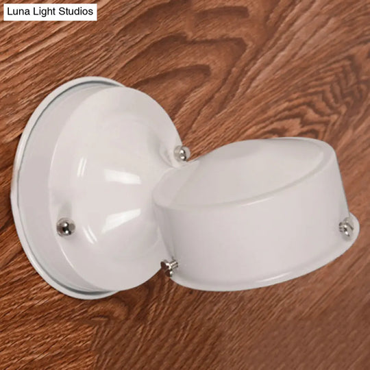 Modern White Glass Schoolhouse Sconce Wall Lamp With Black/White Mirror - 1 Light