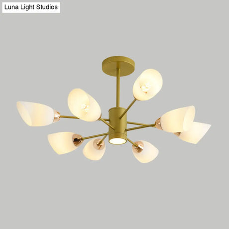 Modern White Glass Starburst Hanging Chandelier For Living Room Ceiling