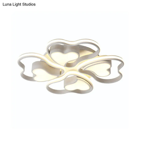 Modern White Heart Ceiling Light: Stylish Acrylic Flush Mount Fixture For Living Room