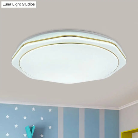 Modern White Led Acrylic Ceiling Lamp - 16’/19.5’ Geometry Flushmount For Bedroom Lighting