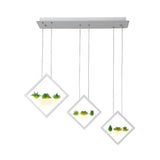 Modern Led Pendant Light With Rhombus Design And Plant Deco Warm/White
