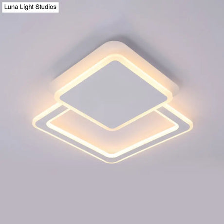 Modern White Led Ceiling Flush Light For Living Room - Round/Square Acrylic Simplicity Flushmount