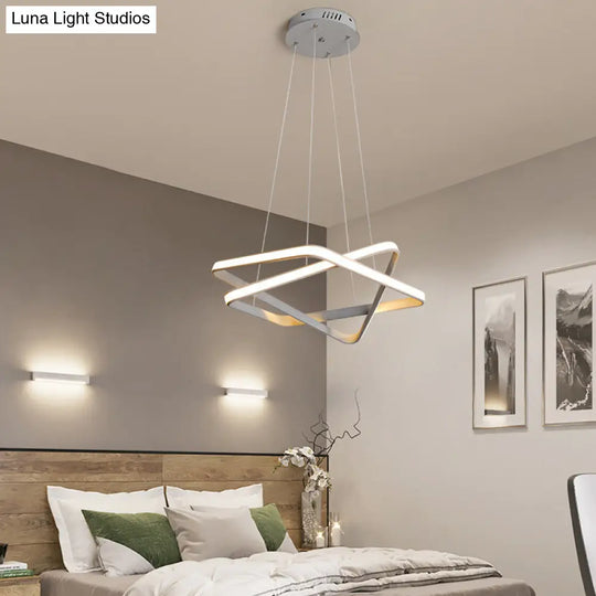 Modern Acrylic Hanging Light: Seamless White Led Chandelier With Warm/White Lighting