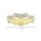 Modern White Led Flower Crystal Ceiling Lamp 21/24.5/31.5 Flush Mount For Living Room