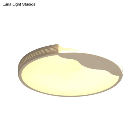 Modern White Led Flush Mount Ceiling Light Fixture With Acrylic Shade – Warm/White Lighting