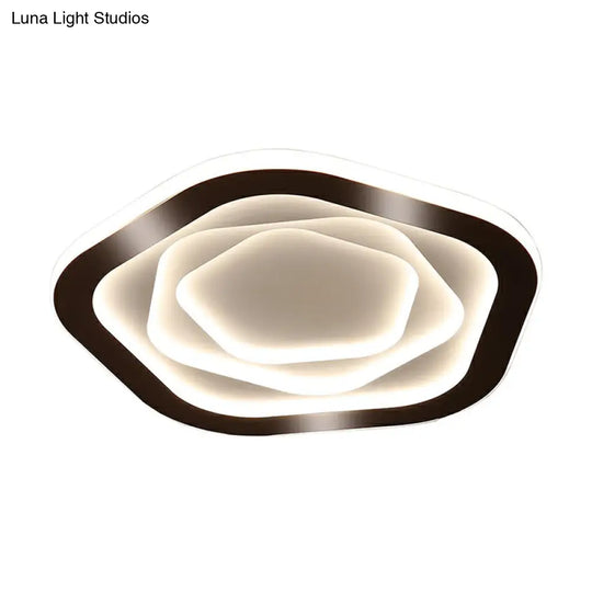 Modern White Led Flush Mount Ceiling Light With Acrylic Concentric Pattern