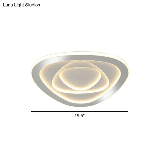 Modern White Led Flush Mount Ceiling Light With Acrylic Concentric Pattern / Third Gear Triangle
