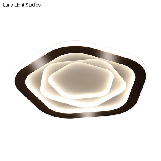 Modern White Led Flush Mount Ceiling Light With Acrylic Concentric Pattern