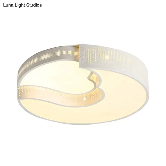 Modern White Metal Led Flushmount Ceiling Lamp For Living Room & Kitchen
