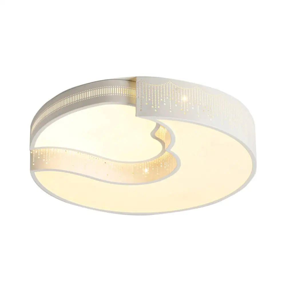 Modern White Metal Led Flushmount Ceiling Lamp For Living Room & Kitchen