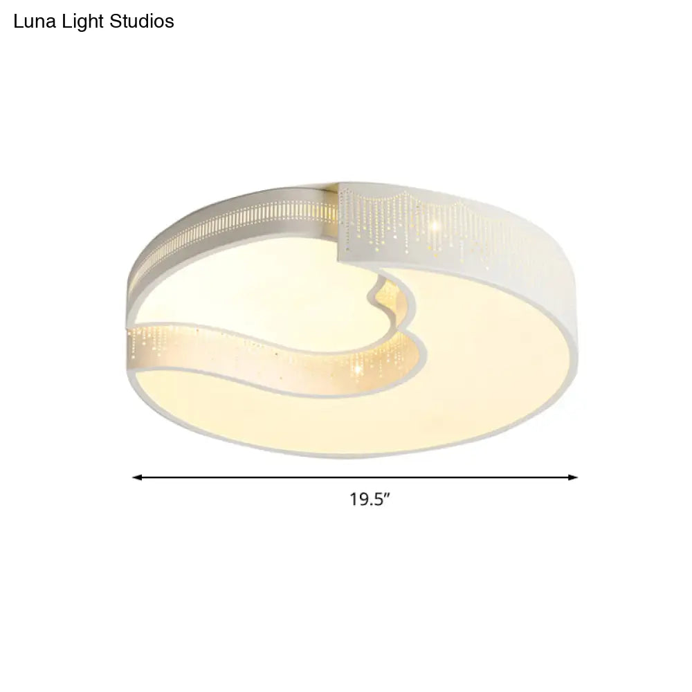 Modern White Metal Led Flushmount Ceiling Lamp For Living Room & Kitchen