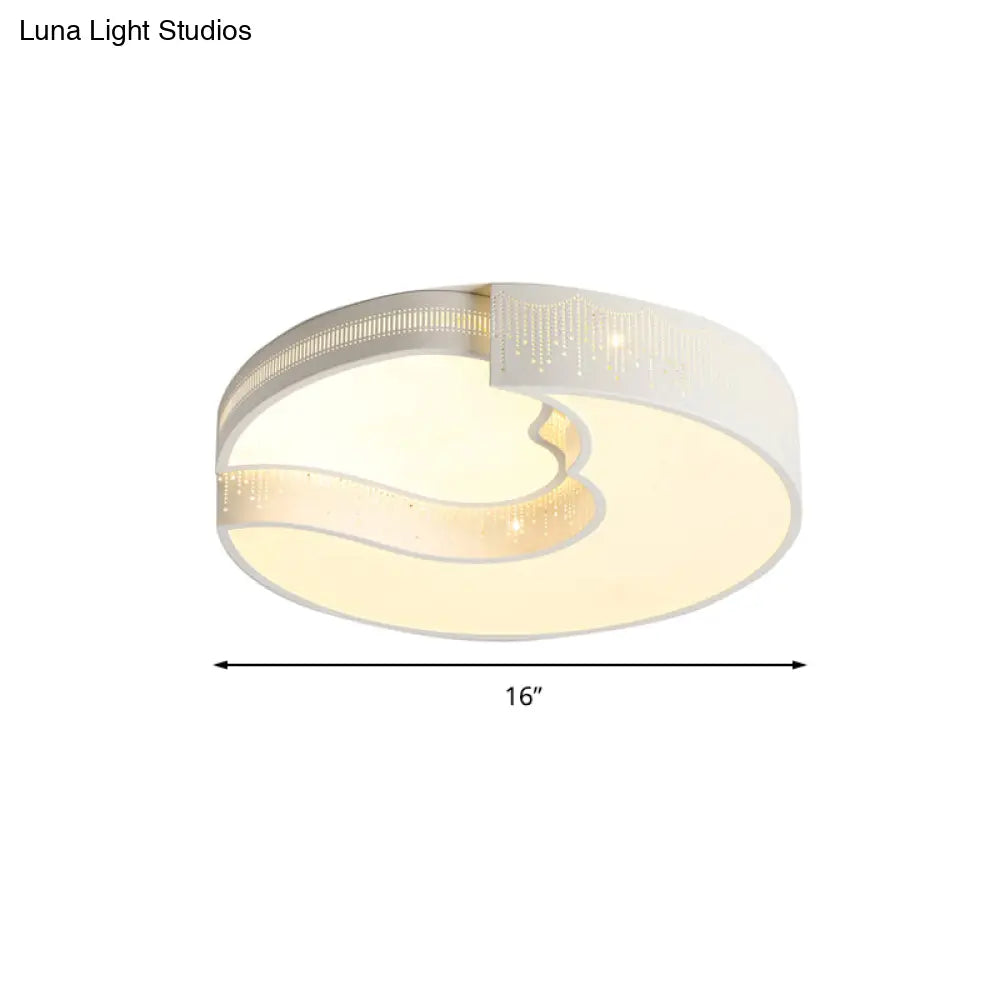 Modern White Metal Led Flushmount Ceiling Lamp For Living Room & Kitchen