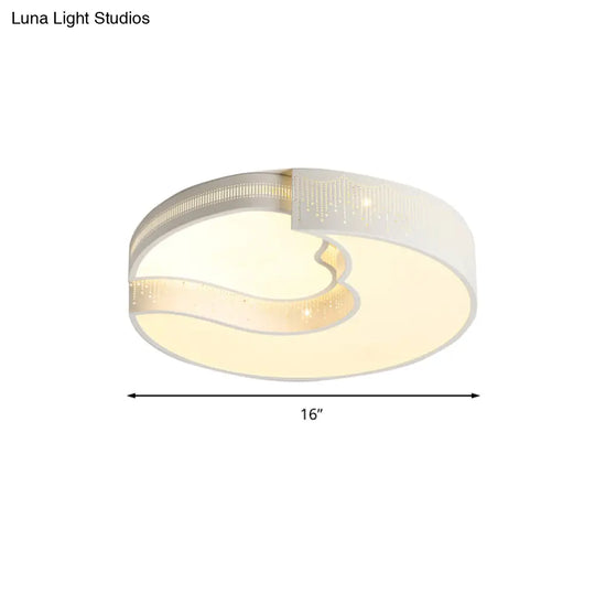 Modern White Metal Led Flushmount Ceiling Lamp For Living Room & Kitchen