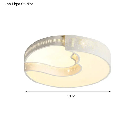 Modern White Metal Led Flushmount Ceiling Lamp For Living Room & Kitchen