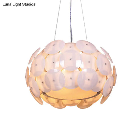 Modern White Pendant Chandelier With 4-Headed Bedroom Hanging Light And Acrylic Drum Shade
