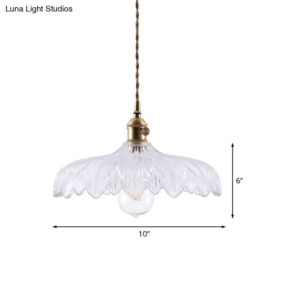 Modern White Prismatic Glass Umbrella Pendant Lamp - 10/12 Wide 1-Light Brass Suspension Ideal For