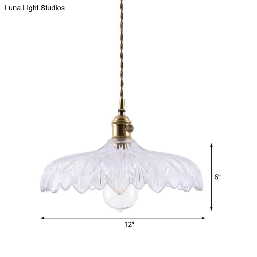 Modern White Prismatic Glass Umbrella Pendant Lamp - 10/12 Wide 1-Light Brass Suspension Ideal For
