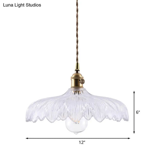 Modern White Prismatic Glass Umbrella Pendant Lamp - 10/12 Wide 1-Light Brass Suspension Ideal For