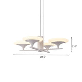 Modern White Radial Chandelier Pendant Light - 5 Heads 23.5/28 Wide Acrylic Led Up Hanging Lamp