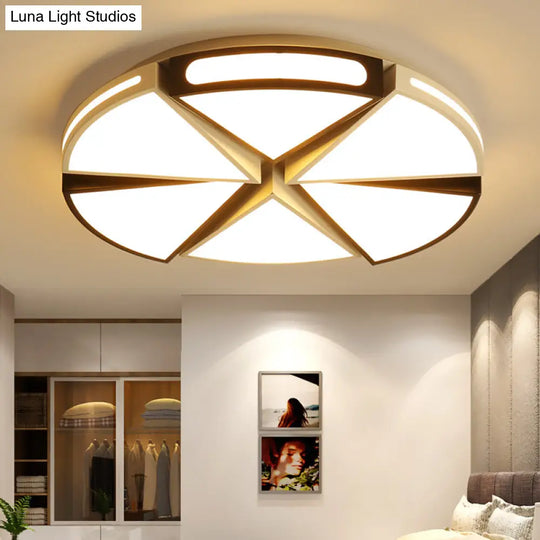 Modern White Round Ceiling Light For Kitchen Metal Flush Mount - 16/19.5 Lights With Black Accents