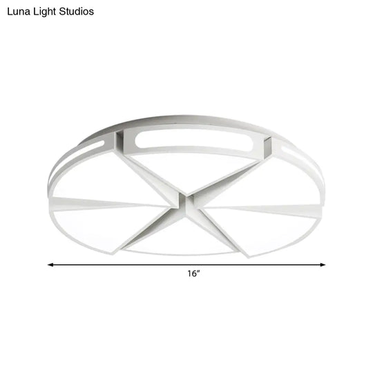 Modern White Round Ceiling Light For Kitchen Metal Flush Mount - 16/19.5 Lights With Black Accents