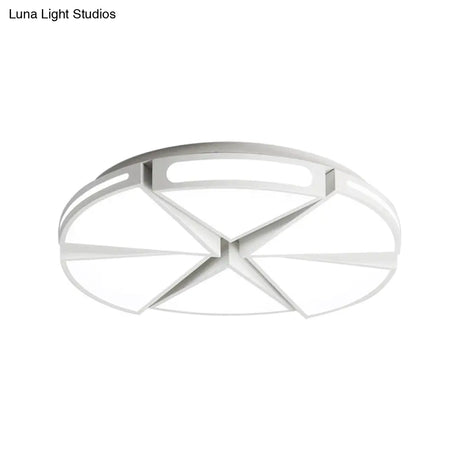 Modern White Round Ceiling Light For Kitchen Metal Flush Mount - 16’/19.5’ Lights With Black Accents