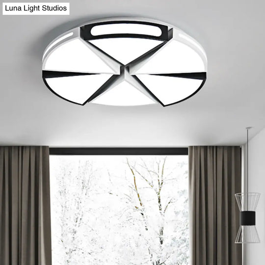 Modern White Round Ceiling Light For Kitchen Metal Flush Mount - 16’/19.5’ Lights With Black