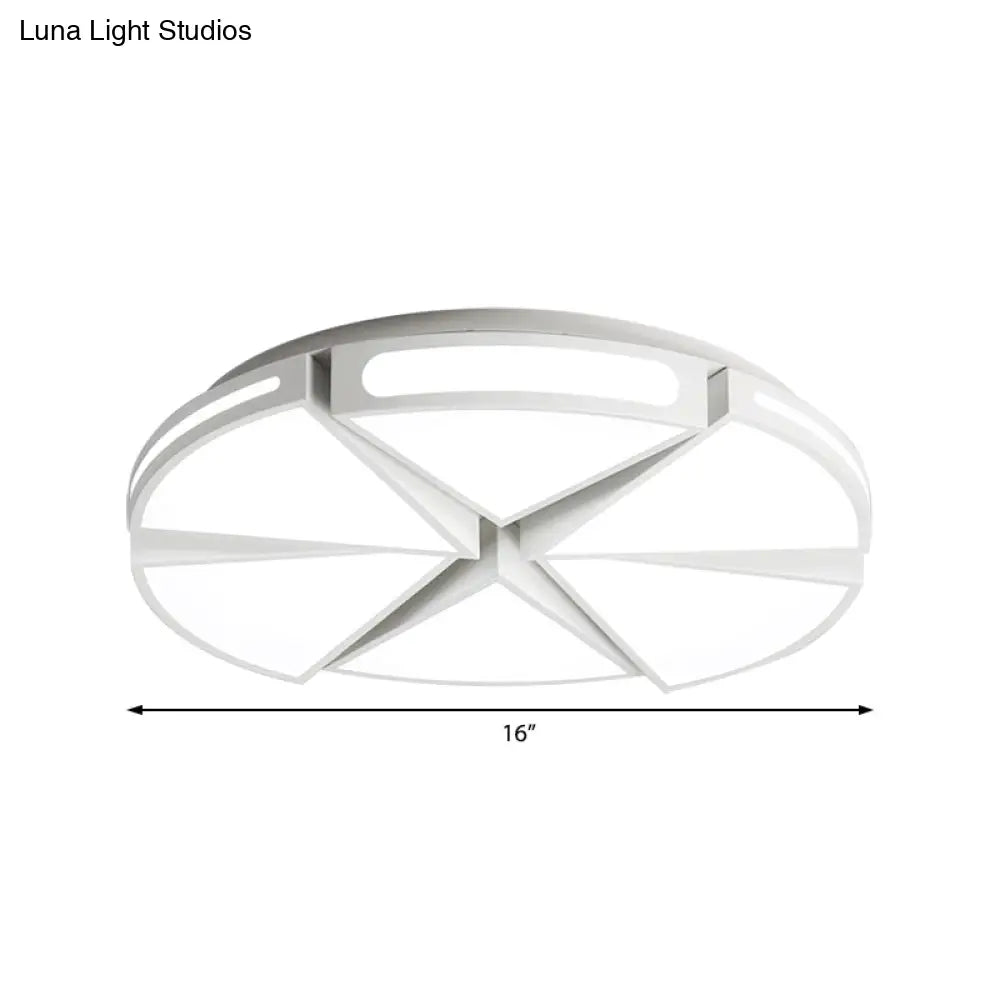 Modern White Round Ceiling Light For Kitchen Metal Flush Mount - 16’/19.5’ Lights With Black Accents