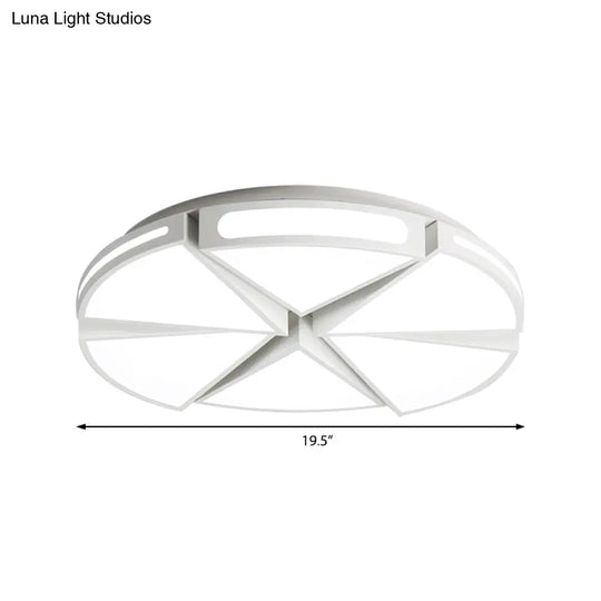 Modern White Round Ceiling Light For Kitchen Metal Flush Mount - 16/19.5 Lights With Black Accents