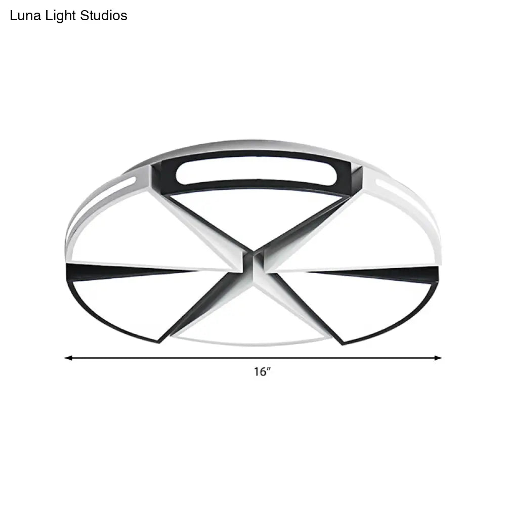 Modern White Round Ceiling Light For Kitchen Metal Flush Mount - 16/19.5 Lights With Black Accents