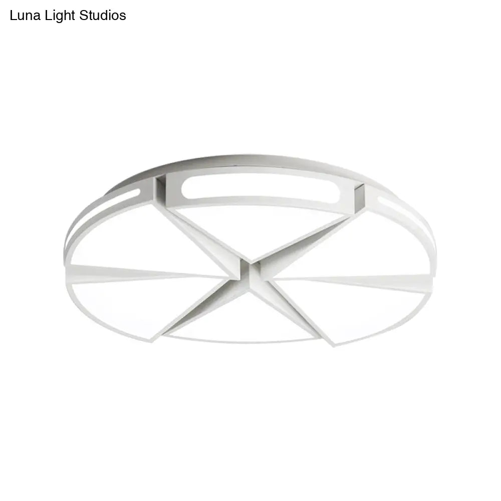 Modern White Round Ceiling Light For Kitchen Metal Flush Mount - 16/19.5 Lights With Black Accents