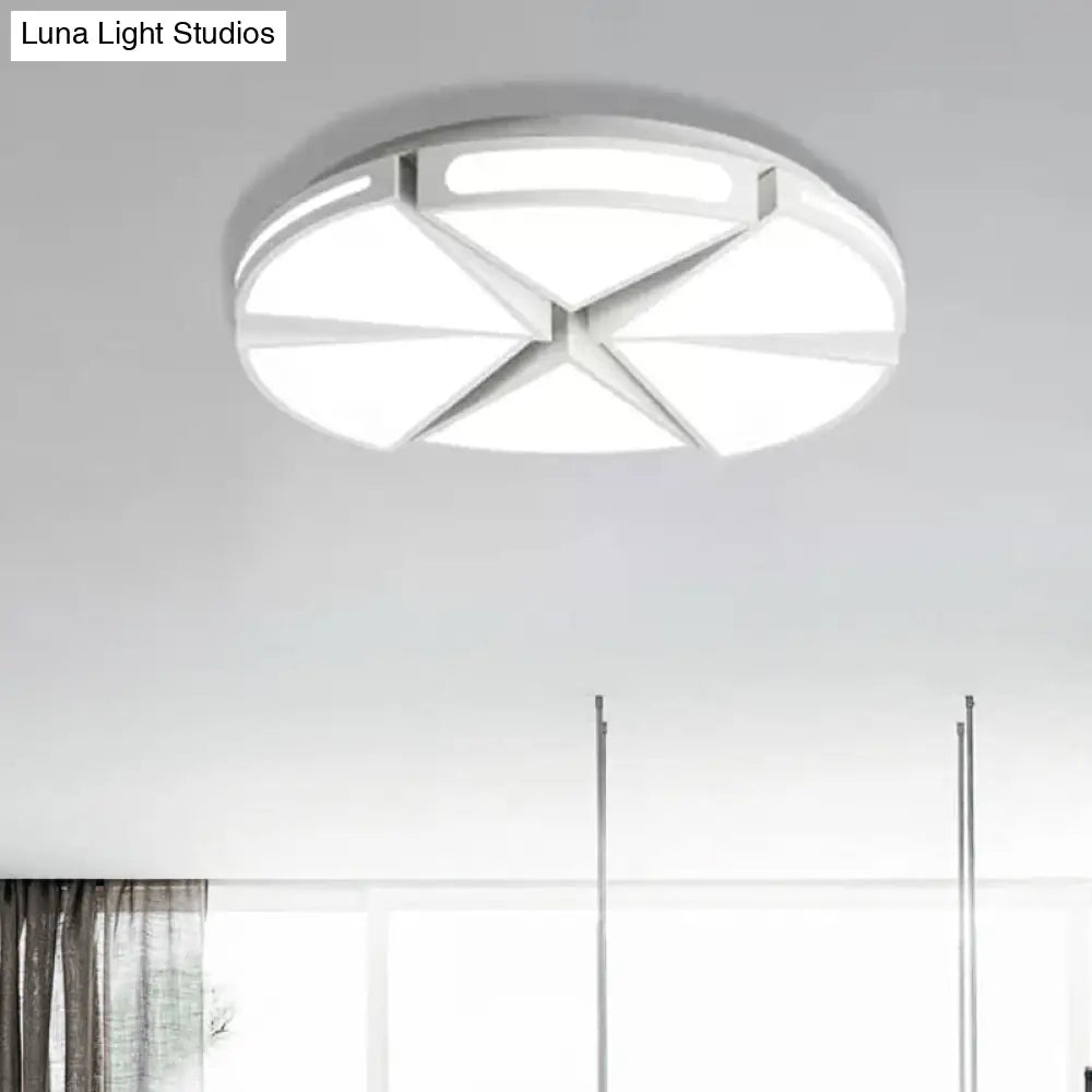 Modern White Round Ceiling Light For Kitchen Metal Flush Mount - 16/19.5 Lights With Black Accents