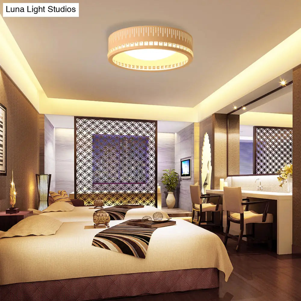 Modern White Round Flush Mount Ceiling Light For Bedroom