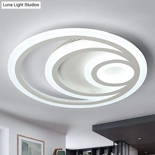Modern White Round Flush Mount Ceiling Light For Kindergarten - Chic Acrylic Fixture / 16’