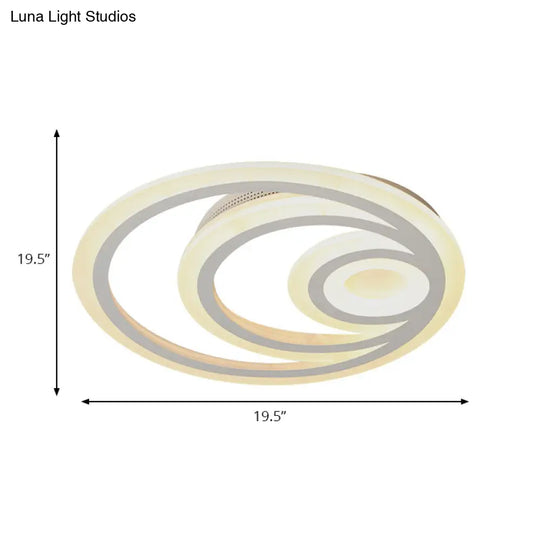 Modern White Round Flush Mount Ceiling Light For Kindergarten - Chic Acrylic Fixture
