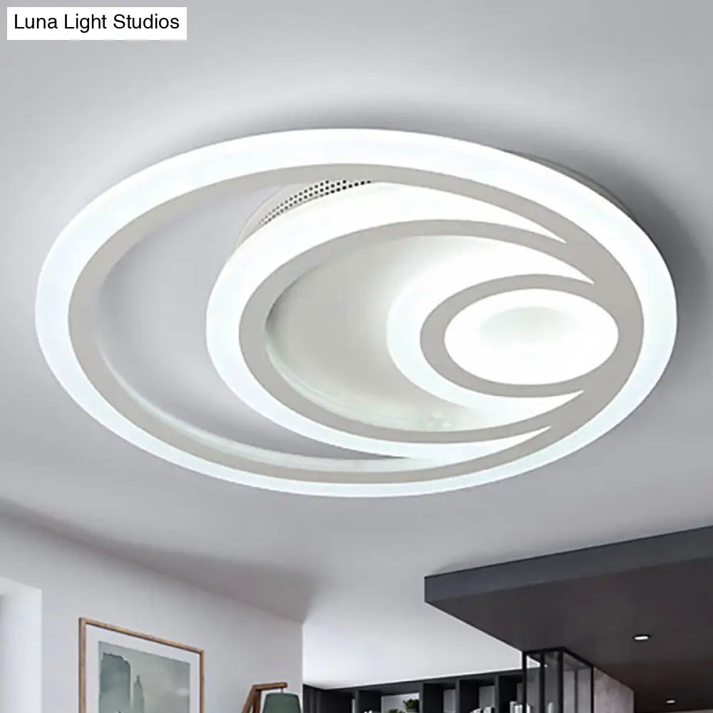 Modern White Round Flush Mount Ceiling Light For Kindergarten - Chic Acrylic Fixture / 16