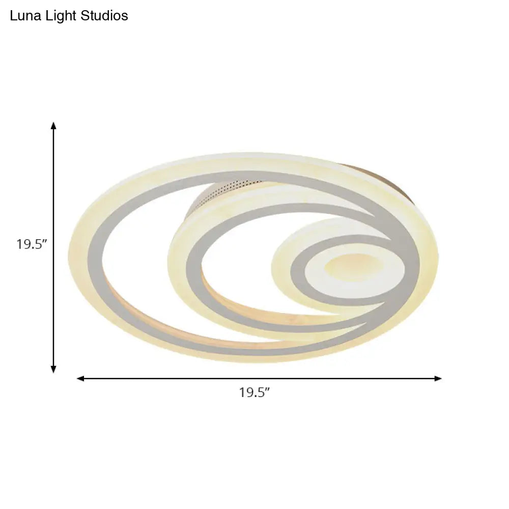 Modern White Round Flush Mount Ceiling Light For Kindergarten - Chic Acrylic Fixture