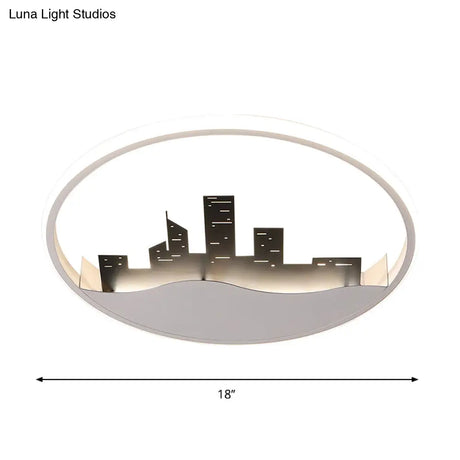 Modern White Round Led Acrylic Flush Mount Light Fixture With Warm/White Lighting