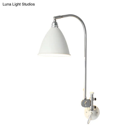 Modern White Sconce With Cone Metal Shade For Bedroom Walls