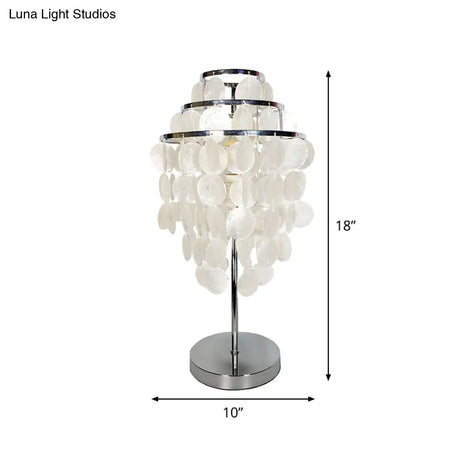 Modern White Shell Wind Chime Task Lighting - 1 Light Bedroom Reading Book Lamp