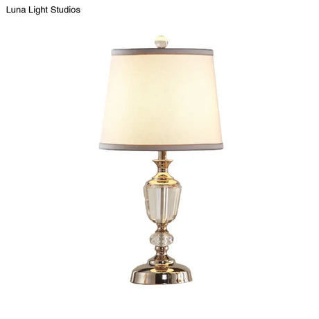 Modern White Task Light With Fabric Shade - Perfect Nightstand Lamp For Living Room