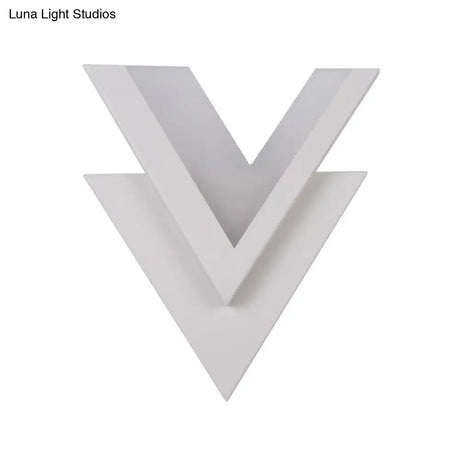 Modern White V-Neck Flush Mount Led Wall Light Sconce In Warm/White