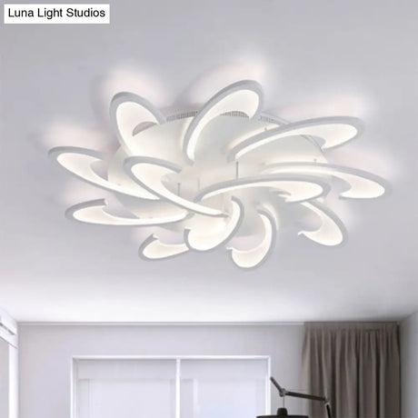 Modern Windmill Flush Ceiling Light - Acrylic Flushmount Fixture For Living Room With Multiple