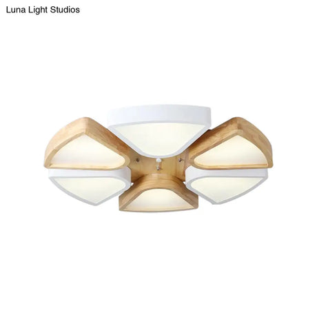 Modern Wood And Iron Flush Mount Ceiling Lights For Living Room - 4/6 Warm/White